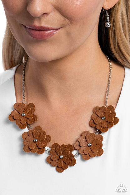 Balance of FLOWER - Brown Leather Necklace - Paparazzi Accessories