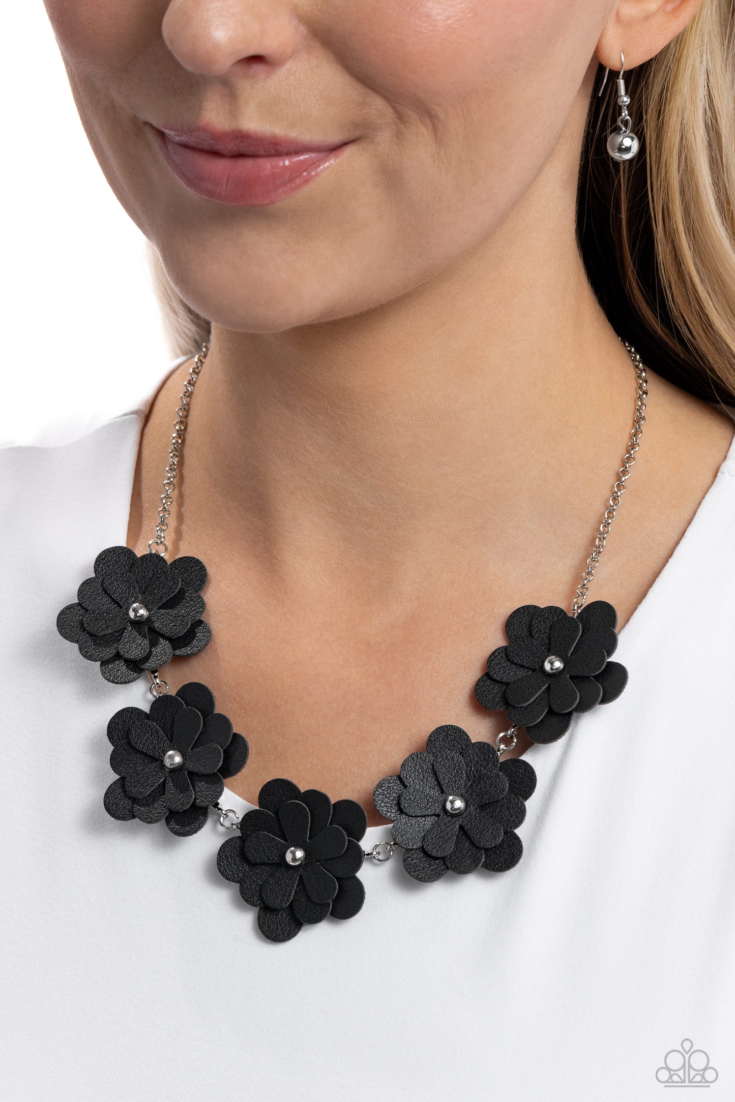 Balance of FLOWER - Black Leather Necklace - Paparazzi Accessories