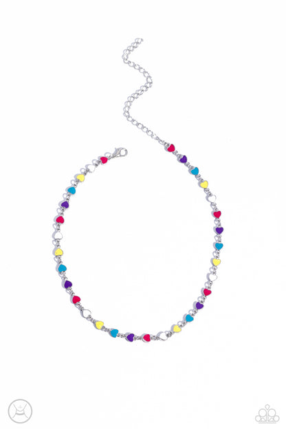 Dancing Dalliance - Multi Hearts Choker Necklace - Paparazzi Accessories