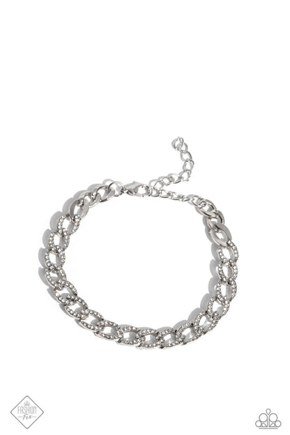 Freethinking Finish - White Clasp Bracelet - Paparazzi Accessories