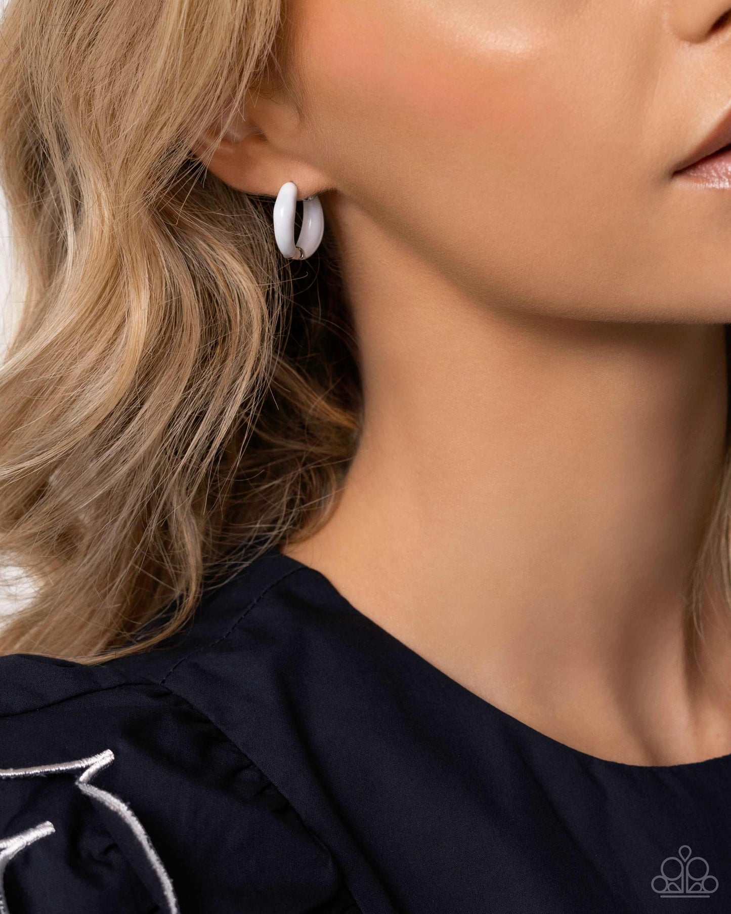 Pivoting Paint - White Hinge Hoop Earrings - Paparazzi Accessories