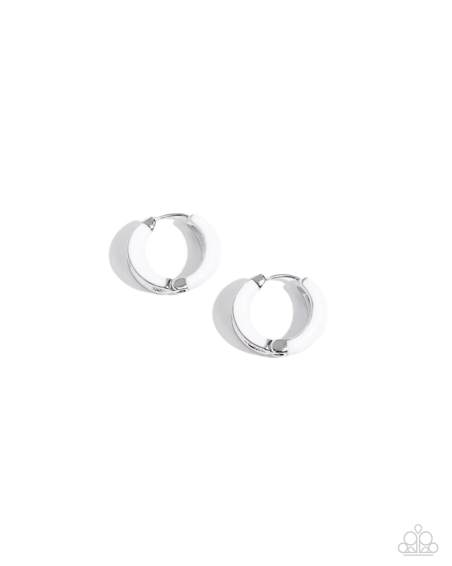 Pivoting Paint - White Hinge Hoop Earrings - Paparazzi Accessories