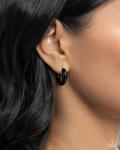 Pivoting Paint - Black Hinge Hoop Earrings - Paparazzi Accessories