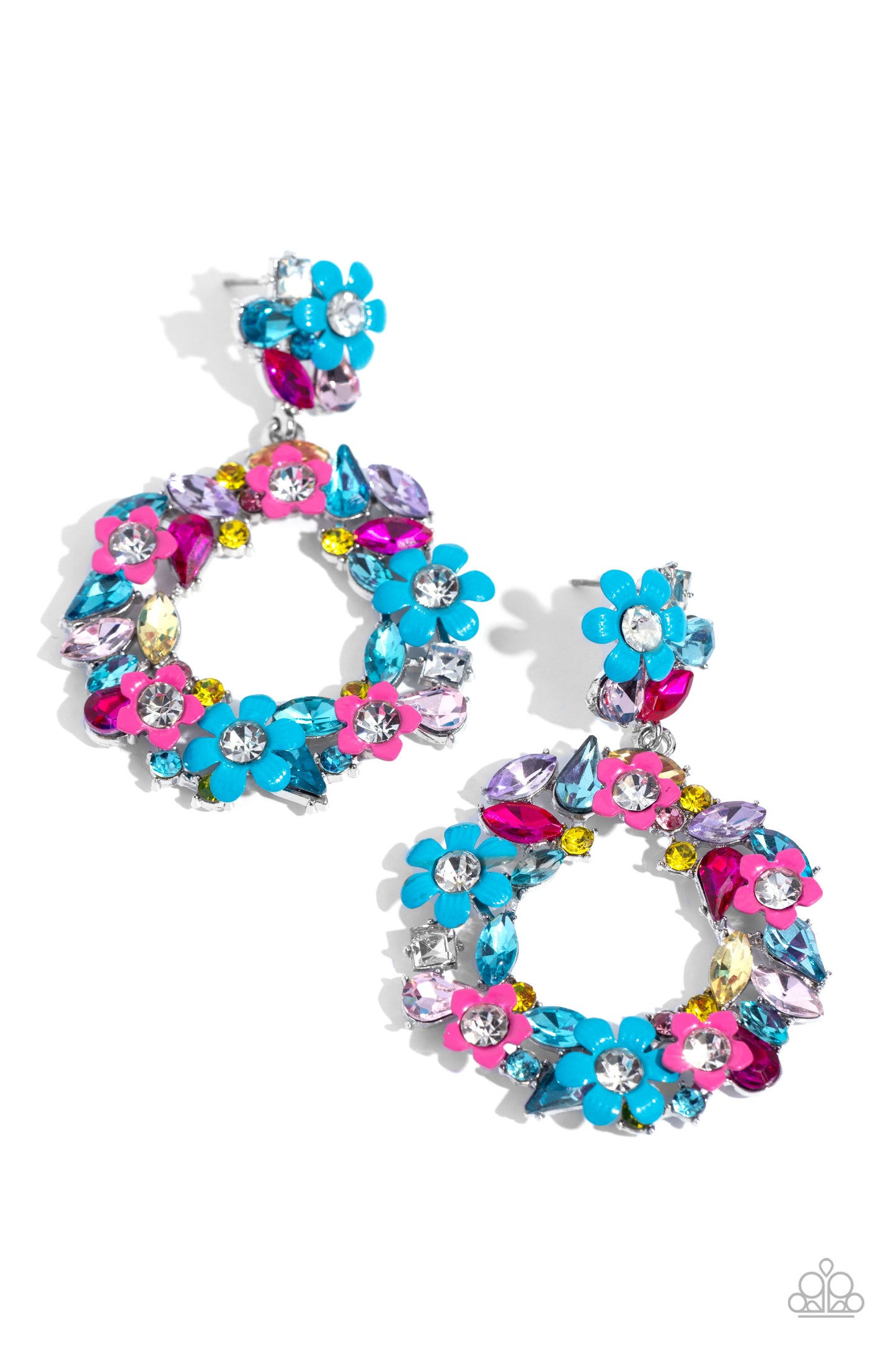 Wreathed in Wildflowers - Blue Post Earrings - Paparazzi Accessories