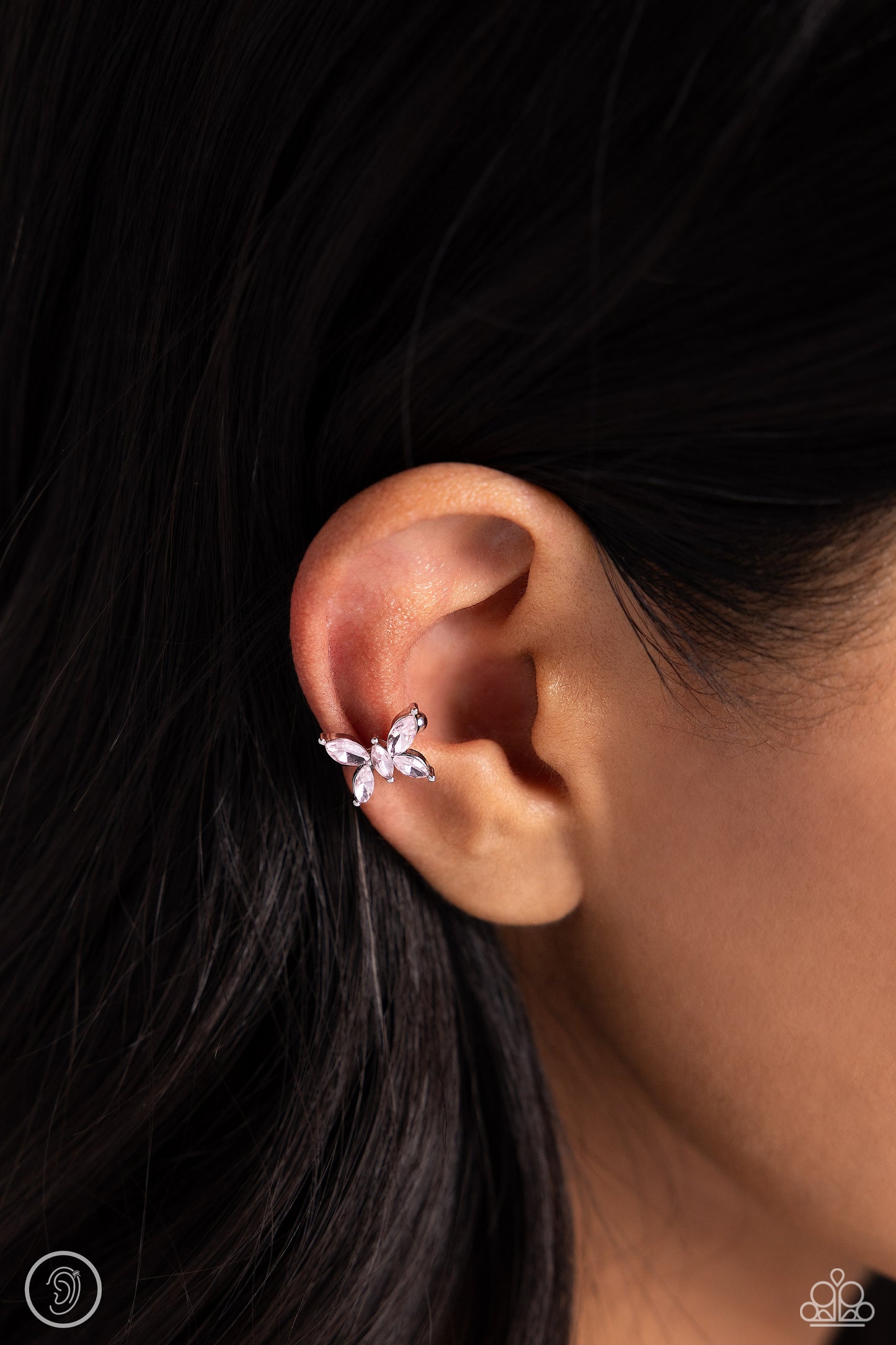 Aerial Advancement - Pink Butterfly Ear Cuff Earrings - Paparazzi Accessories