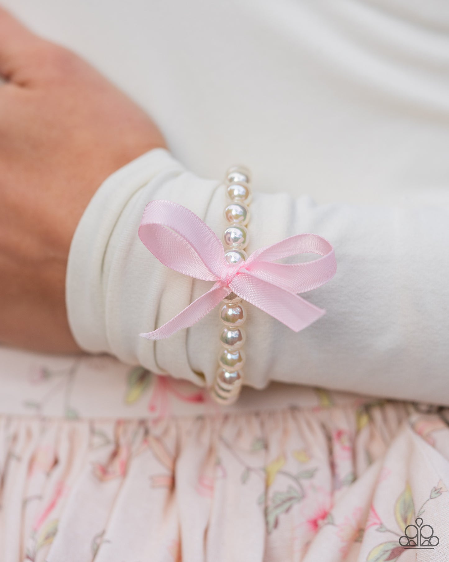 Prim and Pretty - Pink Bow Stretchy Bracelet - Empower Me Pink Exclusive - Paparazzi Accessories