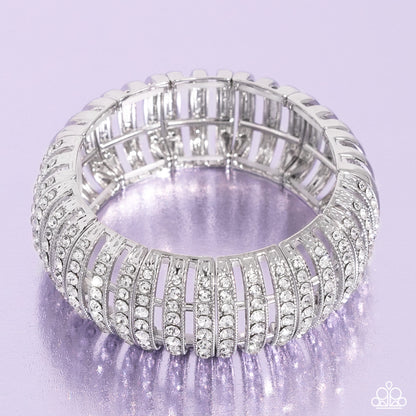 Appealing A-Lister - White Stretchy Bracelet - Empower Me Pink Exclusive 2024 - Paparazzi Accessories
