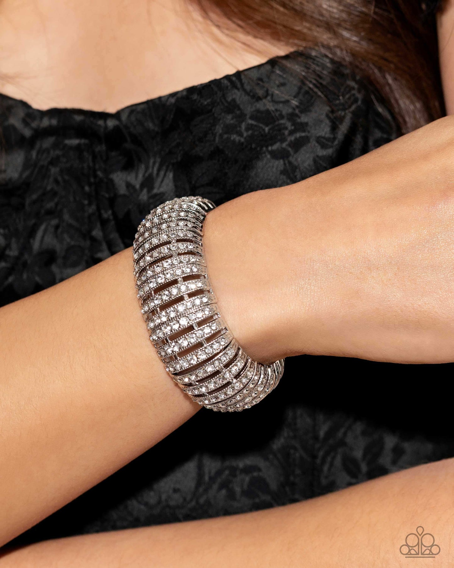 Appealing A-Lister - White Stretchy Bracelet - Empower Me Pink Exclusive 2024 - Paparazzi Accessories