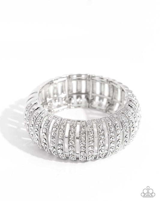 Appealing A-Lister - White Stretchy Bracelet - Empower Me Pink Exclusive 2024 - Paparazzi Accessories