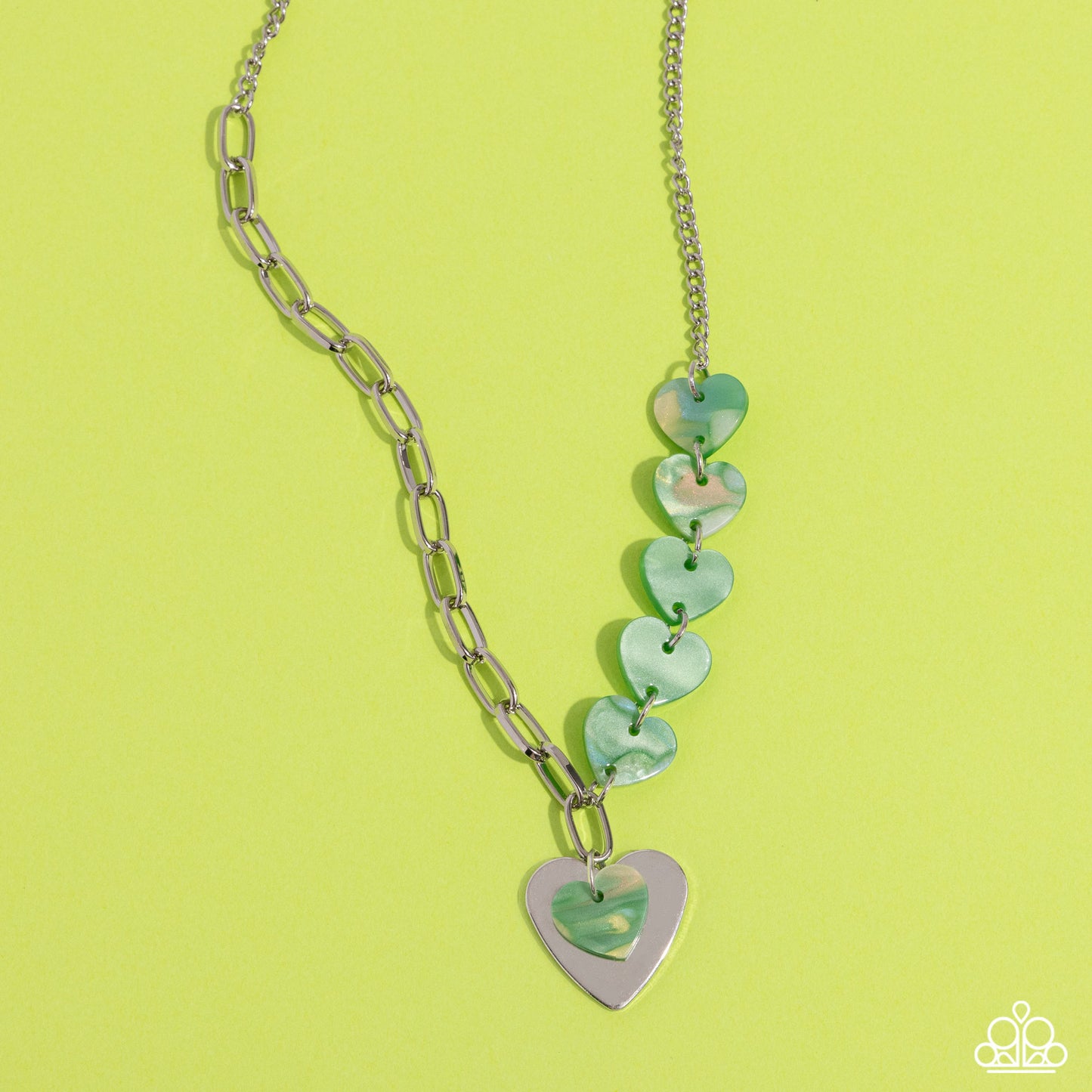 HEART Of The Movement - Green Acrylic Necklace - Paparazzi Accessories