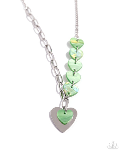 HEART Of The Movement - Green Acrylic Necklace - Paparazzi Accessories