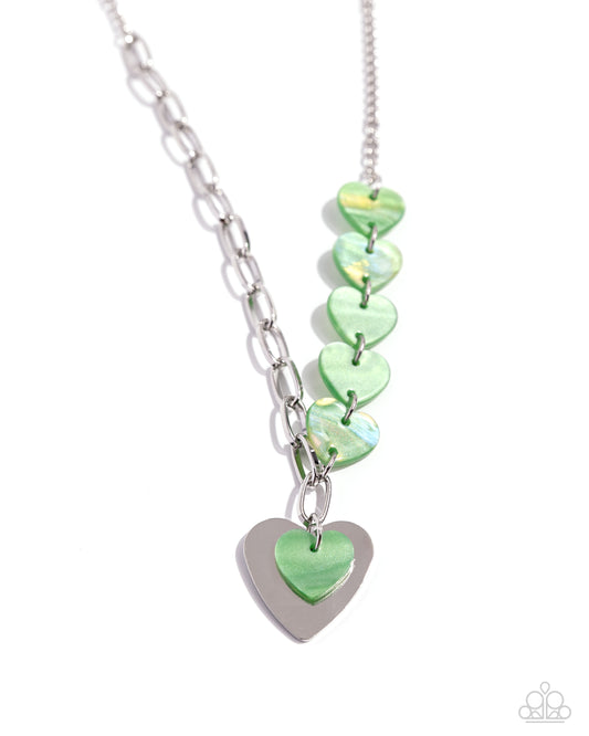 HEART Of The Movement - Green Acrylic Necklace - Paparazzi Accessories