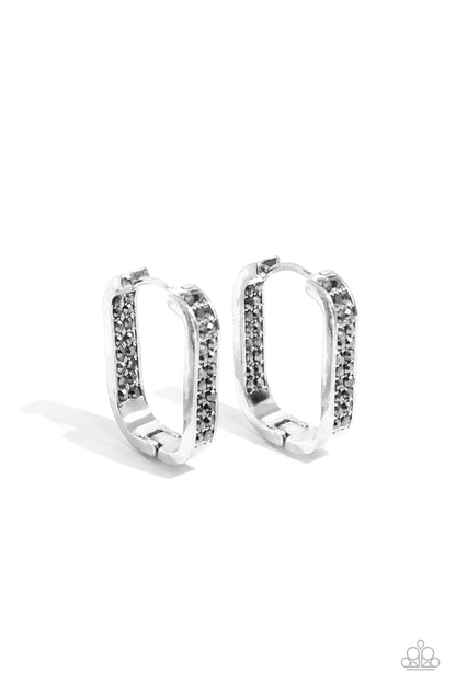 Sinuous Silhouettes - Silver Hinge Hoop Earrings - Paparazzi Accessories