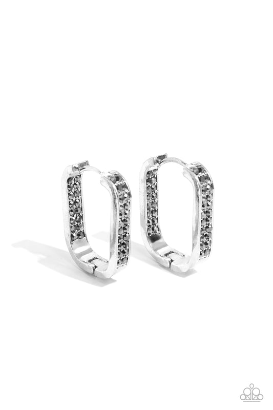 Sinuous Silhouettes - Silver Hinge Hoop Earrings - Paparazzi Accessories