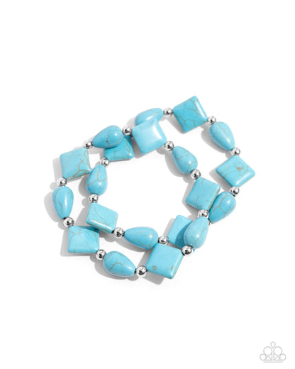 EARTHY Riser - Blue Stretchy Bracelet - Paparazzi Accessories