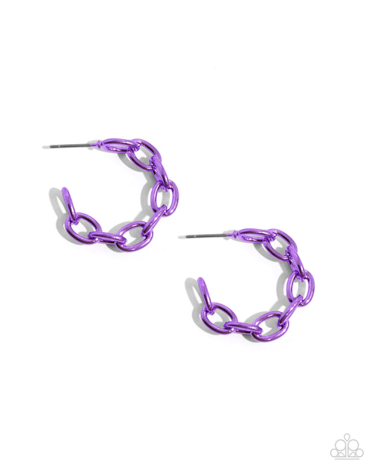 Colorful Cameo - Purple Dipped Metal Hoop Earrings - Paparazzi Accessories