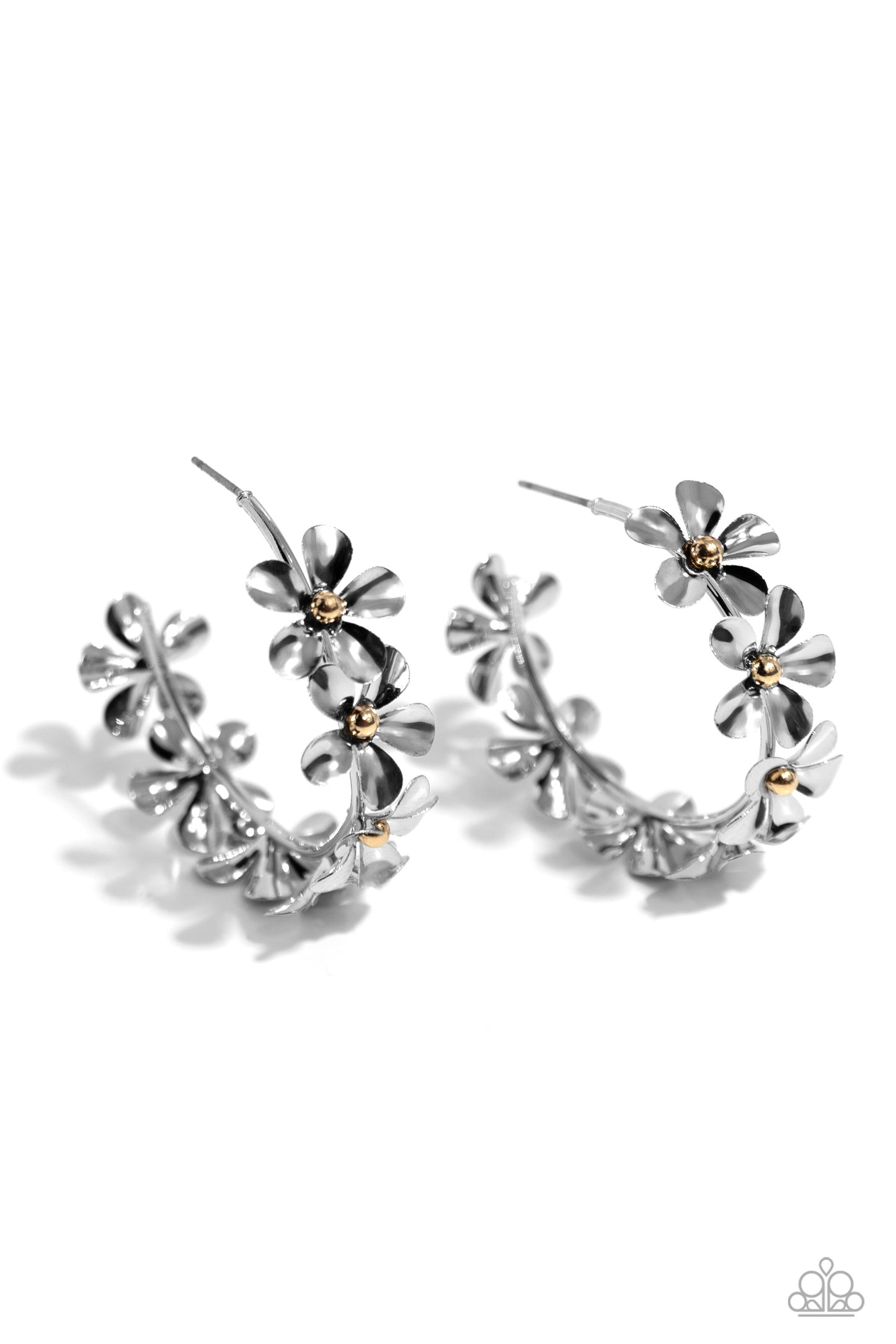 Floral Flamenco - Silver Hoop Earrings - Paparazzi Accessories