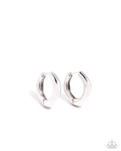 Monochromatic Makeover - Silver Hinge Hoop Earrings - Paparazzi Accessories