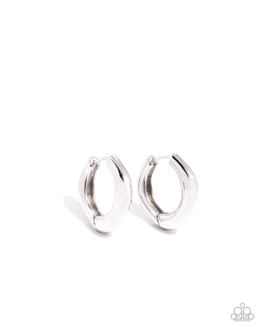 Monochromatic Makeover - Silver Hinge Hoop Earrings - Paparazzi Accessories