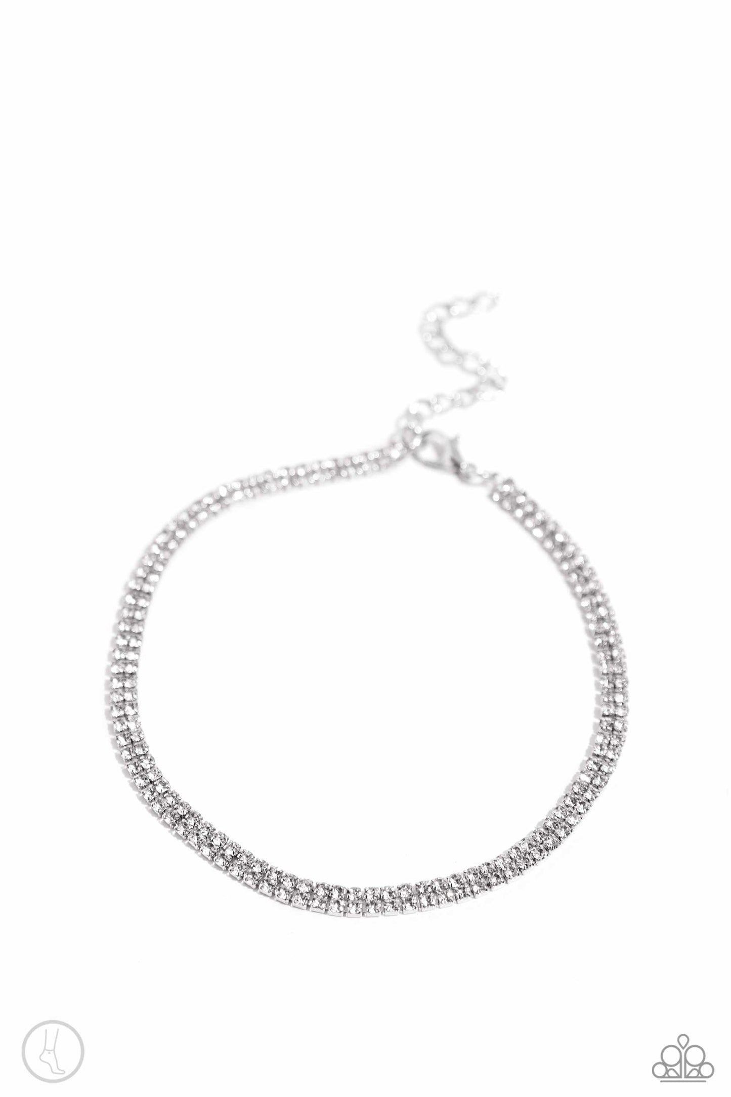 Adorable Anklet - White Rhinestone Anklet - Empower Me Pink Exclusive - Paparazzi Accessories