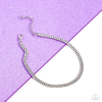 Adorable Anklet - White Rhinestone Anklet - Empower Me Pink Exclusive - Paparazzi Accessories