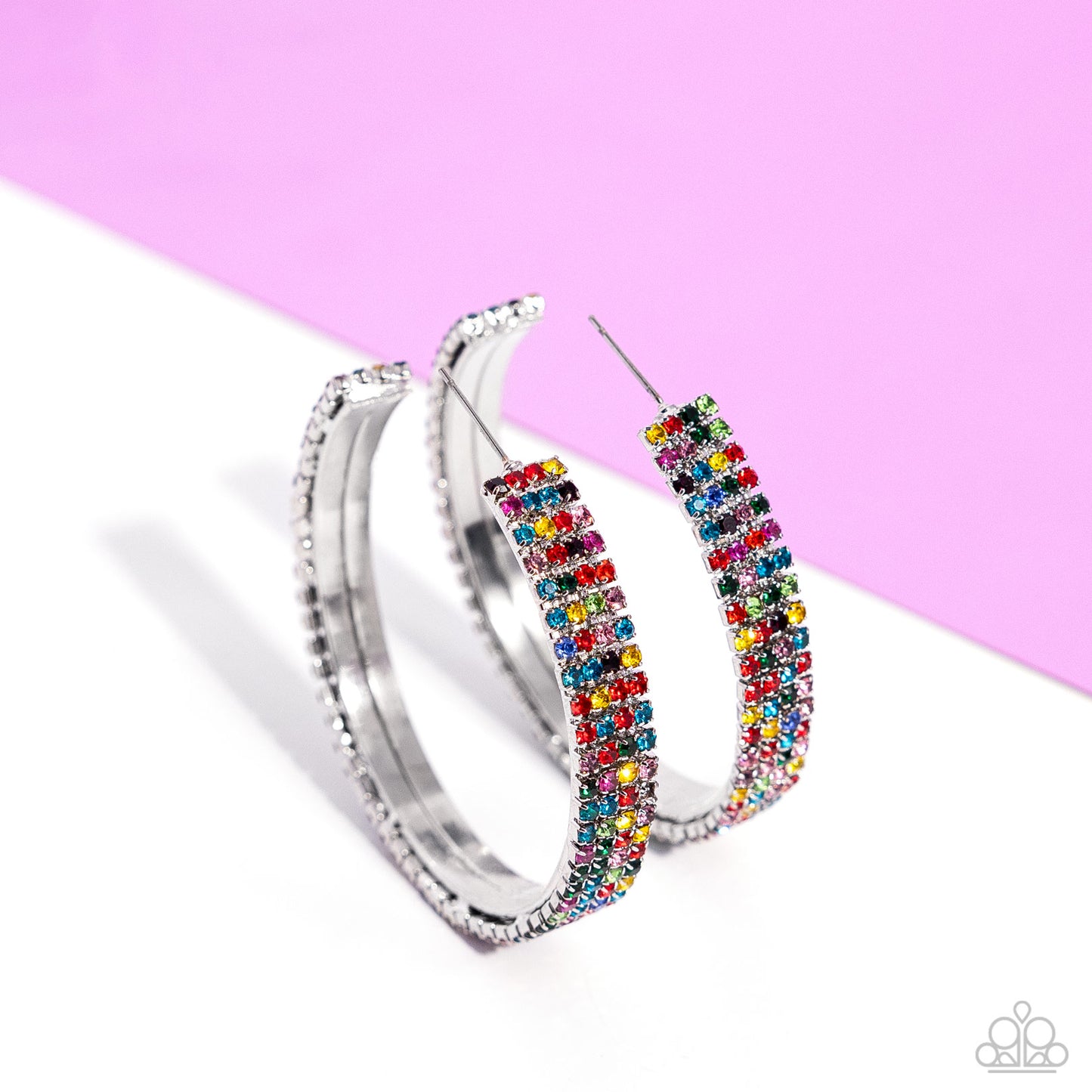 Stacked Symmetry - Multi Hoop Earrings - Empower Me Pink Exclusive 2024 - Paparazzi Accessories