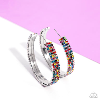 Stacked Symmetry - Multi Hoop Earrings - Empower Me Pink Exclusive 2024 - Paparazzi Accessories