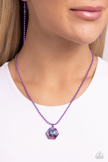 Sprinkle of Simplicity - Purple Dipped Metal Necklace - Paparazzi Accessories