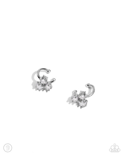 Ethereal Ensemble - White Ear Cuff Earrings - Paparazzi Accessories
