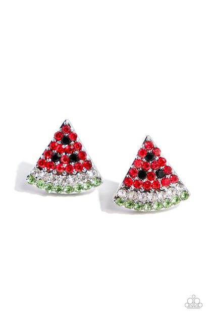 Watermelon Slice - Red Post Earrings - Paparazzi Accessories