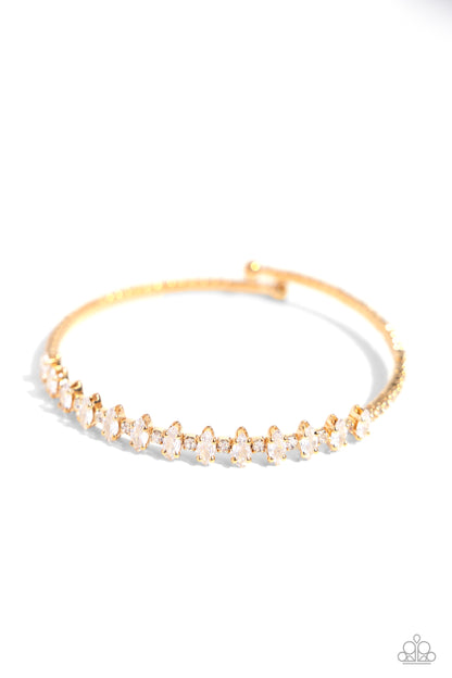 Dandy Dancer - Gold Flex Cuff Bracelet - Paparazzi Accessories