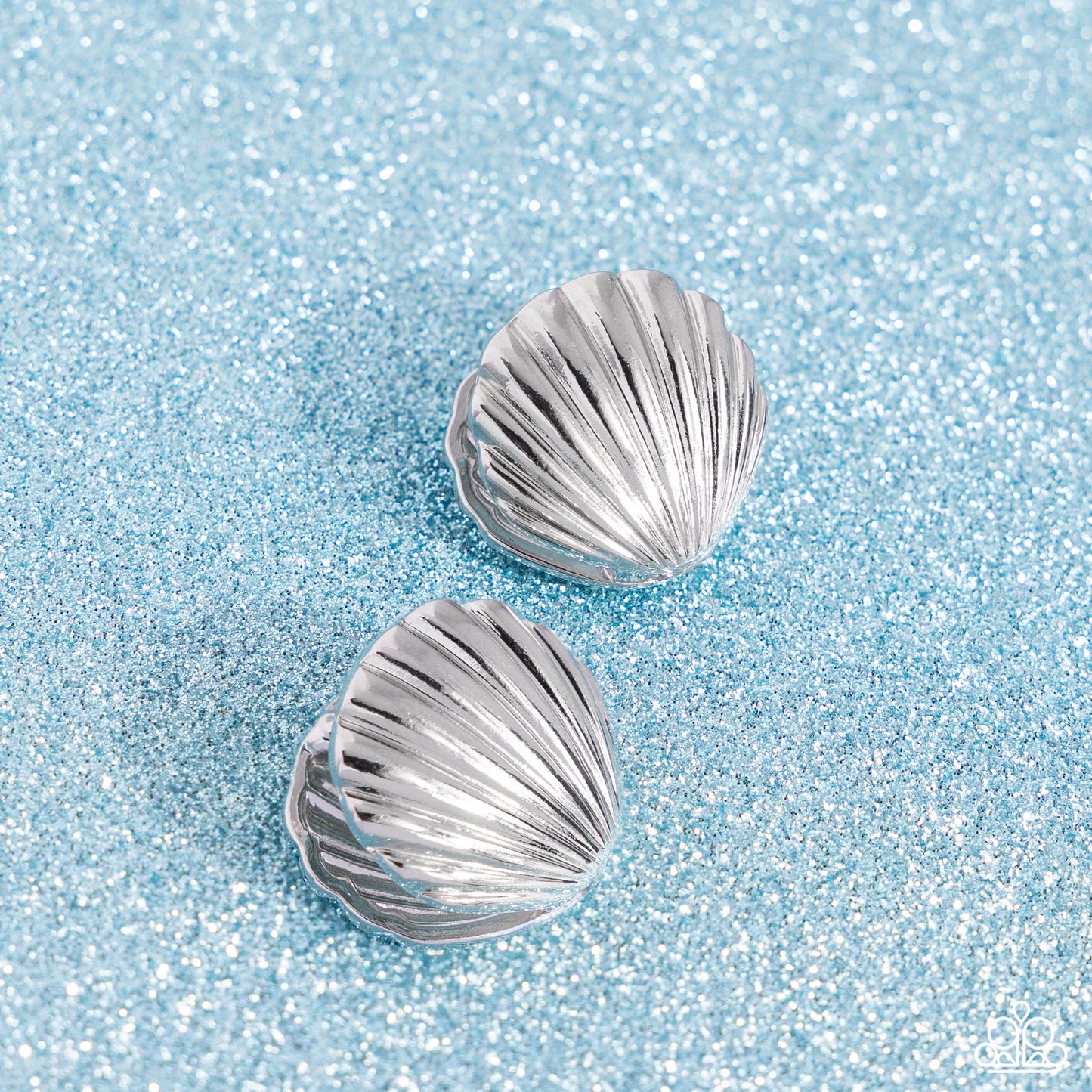 Seashell Surprise - Silver Hinge Hoop Earrings - Paparazzi Accessories