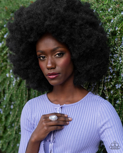 Opulent Ocean - White Iridescent Ring - Empower Me Pink Exclusive - Paparazzi Accessories