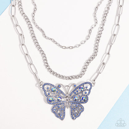 Winged Wonder - Blue Butterfly Necklace - Paparazzi Accessories