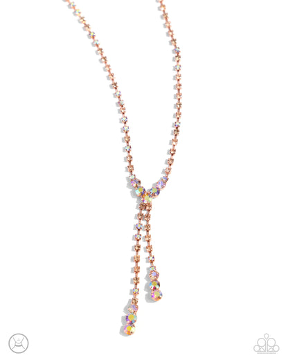 Blinding Balance - Copper Rhinestone Necklace - Paparazzi Accessories