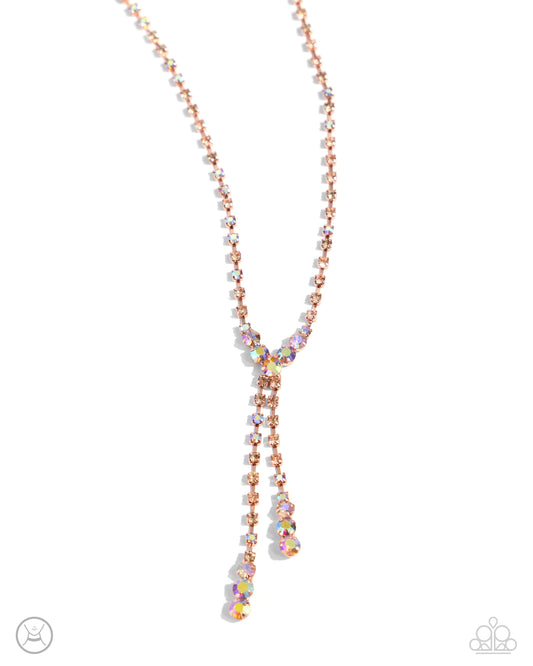 Blinding Balance - Copper Rhinestone Necklace - Paparazzi Accessories