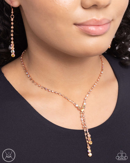 Blinding Balance - Copper Rhinestone Necklace - Paparazzi Accessories
