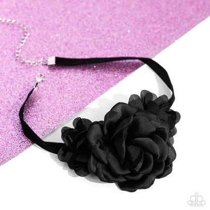 Very Viscountess - Black Ribbon Choker Necklace - EMP 2024 Exclusive - Paparazzi Accessories