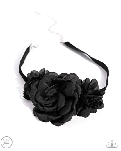 Very Viscountess - Black Ribbon Choker Necklace - EMP 2024 Exclusive - Paparazzi Accessories