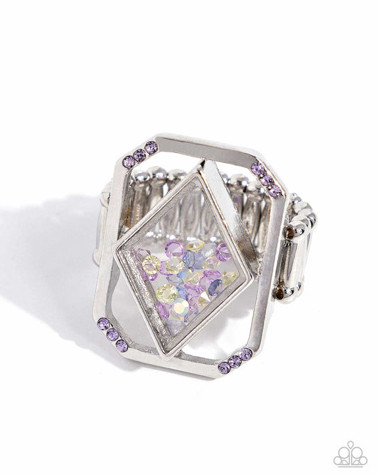 Diamond in the STUFF - Purple Ring - Empower Me Pink Exclusive - Paparazzi Accessories