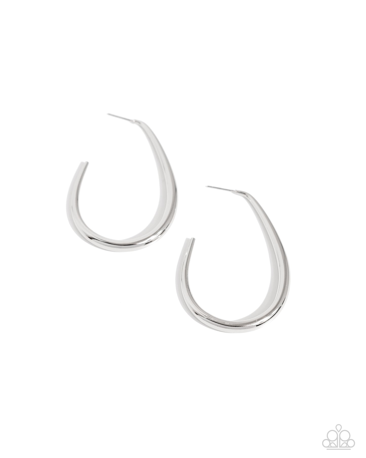 Exclusive Element - Silver Teardrop Hoop Earrings - Paparazzi Accessories