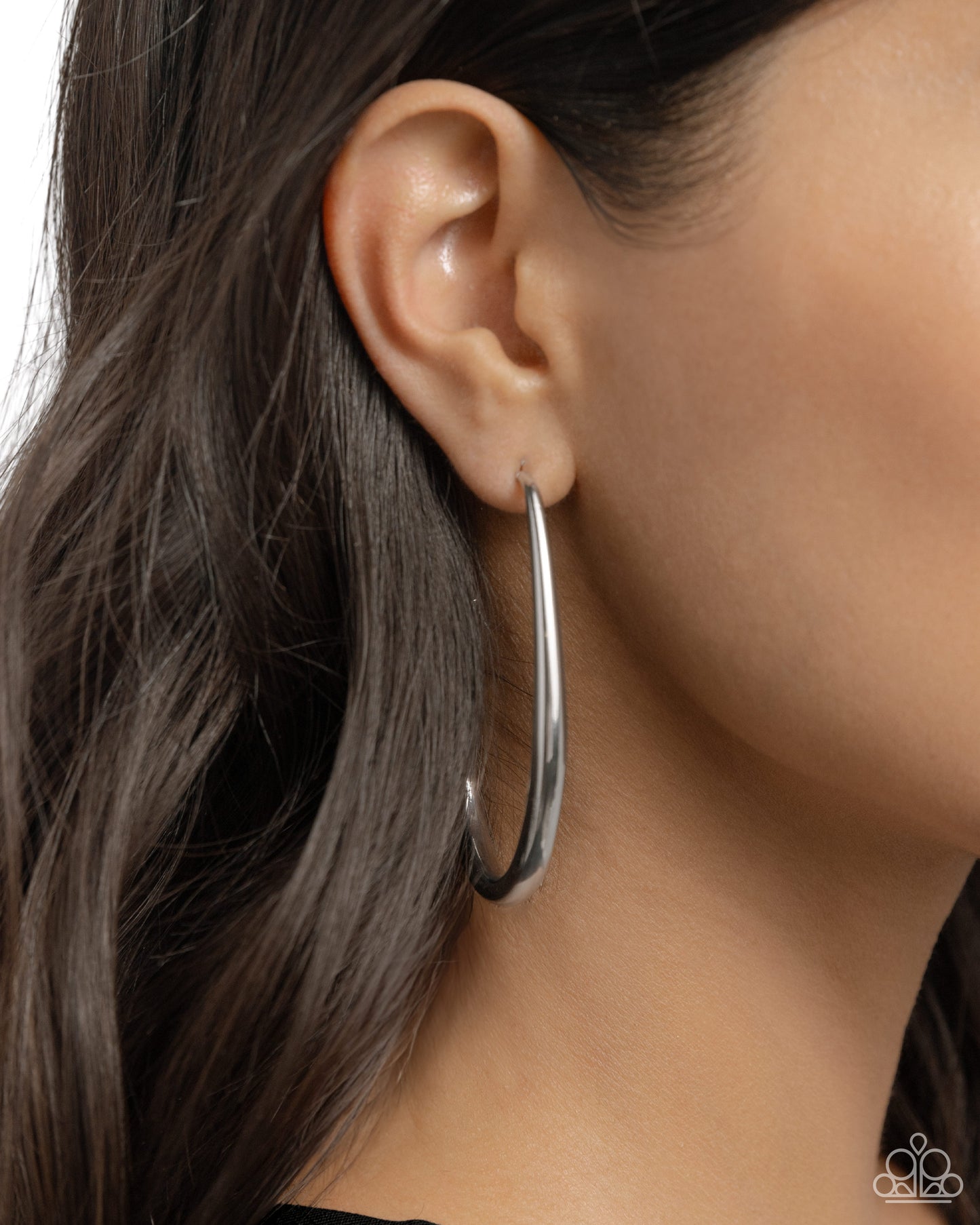 Exclusive Element - Silver Teardrop Hoop Earrings - Paparazzi Accessories