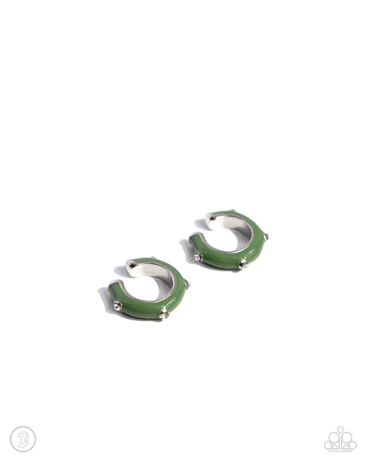 Coastal Color - Green Ear Cuff Earrings - Paparazzi Accessories