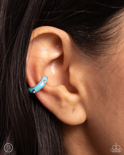 Coastal Color - Blue Ear Cuff Earrings - Paparazzi Accessories