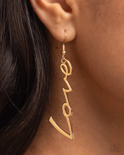 Light-Catching Letters - Gold Fishhook Earrings - Paparazzi Accessories
