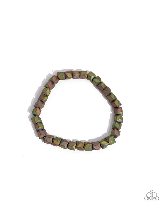 Faceted Finale - Multi Urban Stretchy Bracelet - Paparazzi Accessories