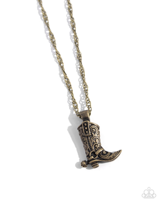 Collectable Cowboy - Brass Boot Necklace - Paparazzi Accessories